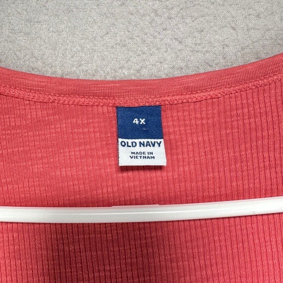Old Navy Ribbed Blouse Womens 4X Scoop Neck Coral Pink Long Sleeve NWT - Picture 6 of 10